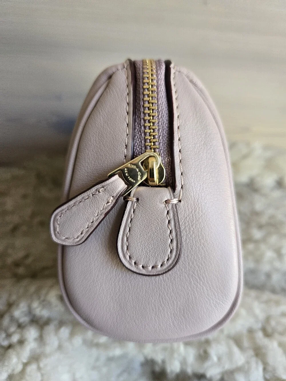 Tags Removed Unused Coach Quilted Leather Cosmetic Case 17 Washed Mauve C6888